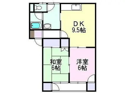 ティ・エスポワール(2DK/2階)の間取り写真