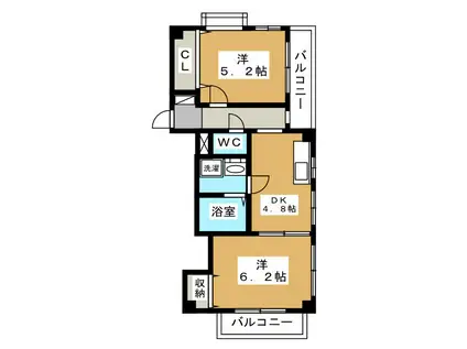 ガーデンパレス(2DK/2階)の間取り写真