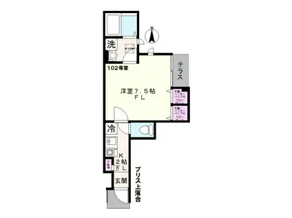 BLISS上落合(1K/1階)の間取り写真