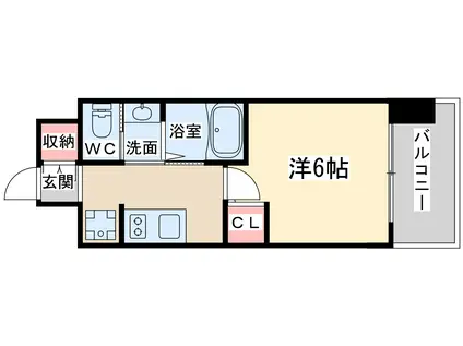 エステムコート梅田・茶屋町Ⅲネクスタ(1K/6階)の間取り写真