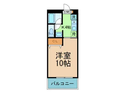 スカイハイツ香西(1K/2階)の間取り写真