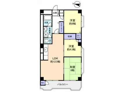 京成サンコーポ勝田台D棟(3LDK/6階)の間取り写真