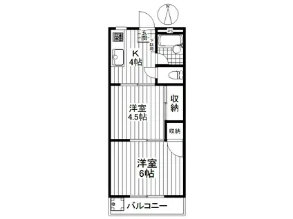 ホワイトハイム(2K/2階)の間取り写真