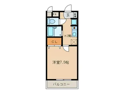 セイシェルII(1K/1階)の間取り写真