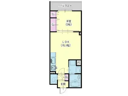 クリエオーレりんくうタウンI(1LDK/2階)の間取り写真
