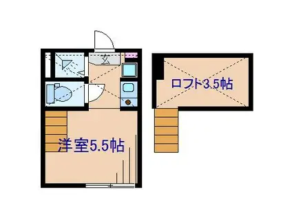 パパラチアーヤ菊名(ワンルーム/1階)の間取り写真