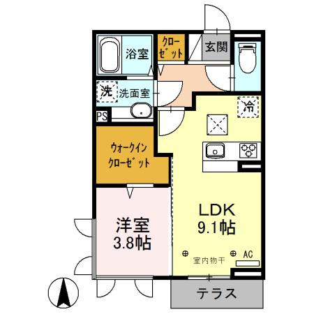グランテラス上郷(1LDK/3階)の間取り写真