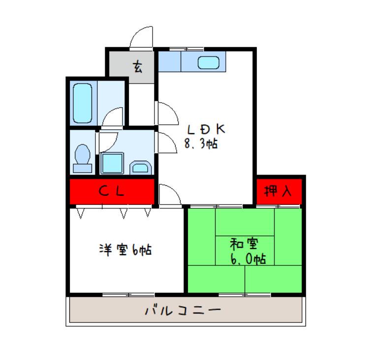 アクティ金田(2DK/4階)の間取り写真