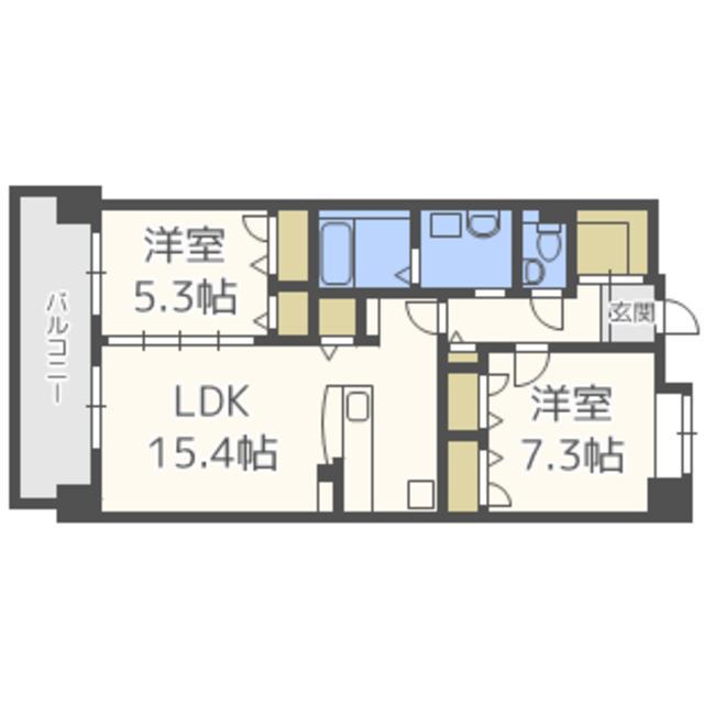 バルセロナ箱崎(2LDK/5階)の間取り写真