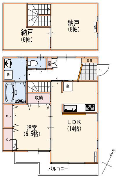 サンライズ山手(1SLDK/2階)の間取り写真