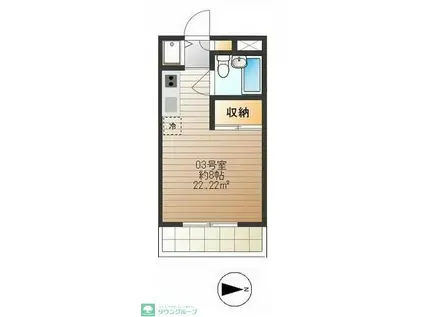 府中ウエスト(ワンルーム/1階)の間取り写真