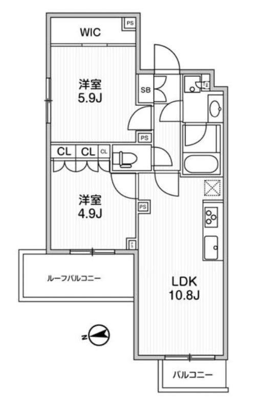 ディームス西早稲田(2LDK/3階)の間取り写真