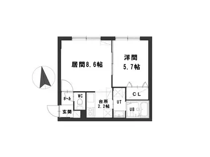 グランメール114(1LDK/4階)の間取り写真