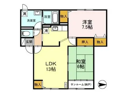 ハイセレール豊(2LDK/2階)の間取り写真