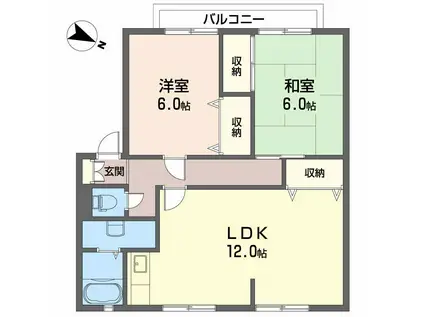 サンガーデンひあさ C棟(2LDK/2階)の間取り写真
