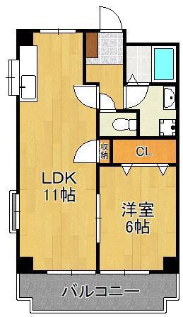 クレベール片野(1LDK/1階)の間取り写真