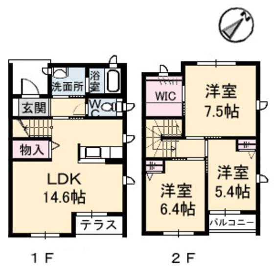 シャーメゾンプラサ(3LDK/1階)の間取り写真