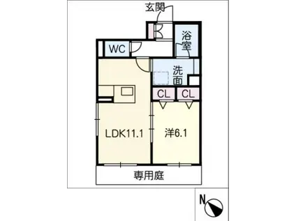 RELAFORT松阪中央(1LDK/1階)の間取り写真