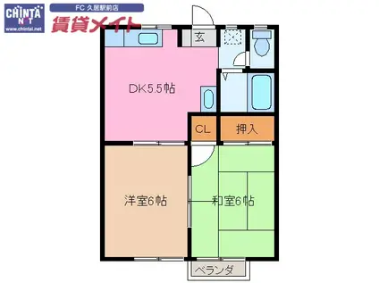 ハイツロアールII(2DK/2階)の間取り写真