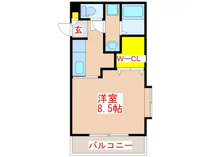 ALL BLUE(1K/2階)の間取り写真