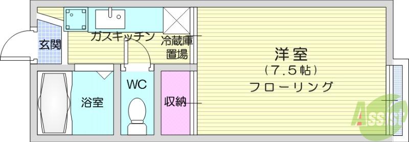 ハウスブルースカイ(1K/2階)の間取り写真
