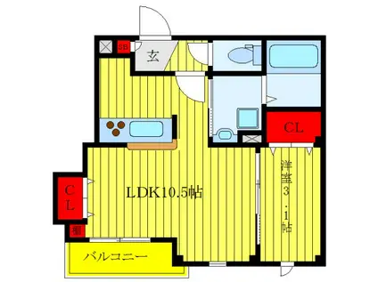 エミナリア東十条(1LDK/1階)の間取り写真