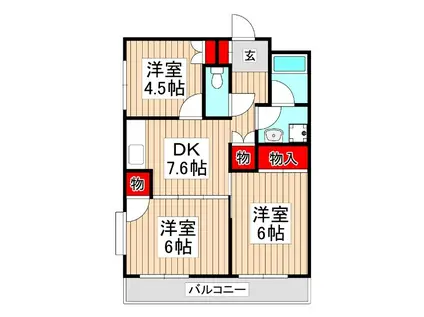 アリエス町田(3DK/3階)の間取り写真