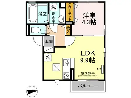 ラヴィエルジュ坂之上(1LDK/1階)の間取り写真