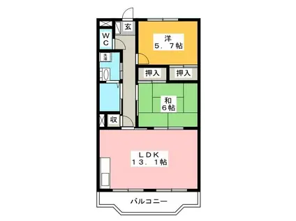 グレースA・I(2LDK/3階)の間取り写真