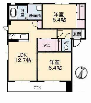 エピナールC棟(2LDK/1階)の間取り写真