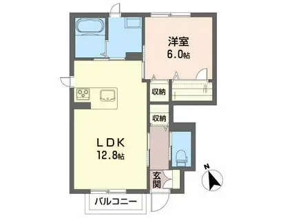 プロヌーブ桜雲(1LDK/1階)の間取り写真