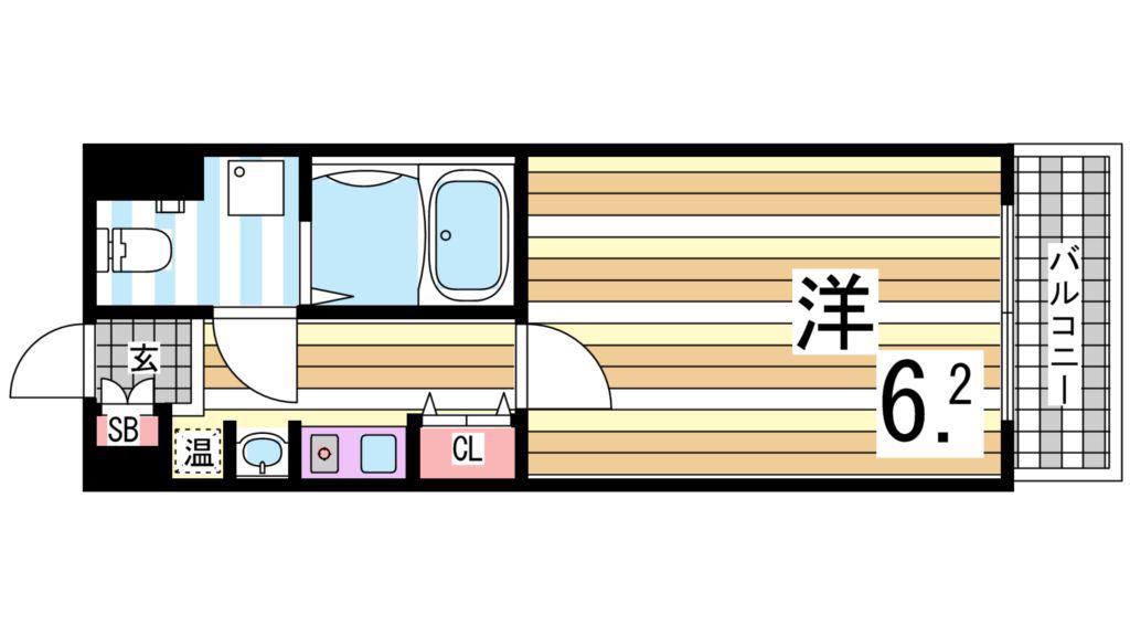 カーサ王塚台(1K/2階)の間取り写真