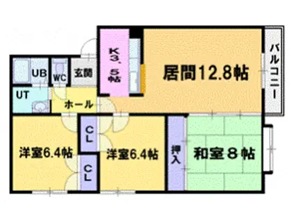 ポートヒルズ富岡(3LDK/3階)の間取り写真
