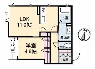 ルヴニール(1LDK/2階)の間取り写真