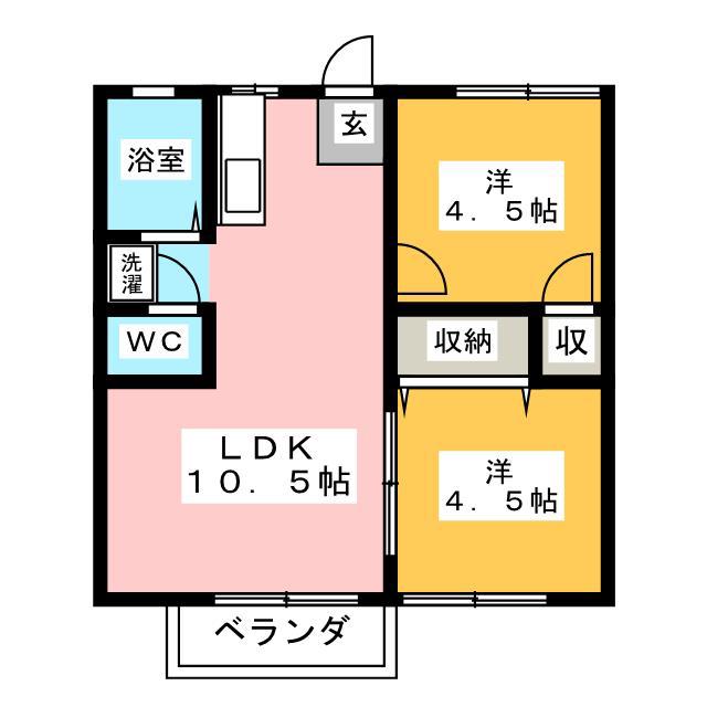 ハイツ永嶋(2LDK/2階)の間取り写真