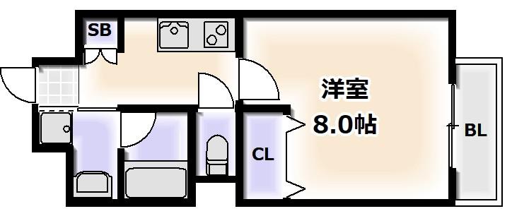 グランジュテ住吉(1K/4階)の間取り写真