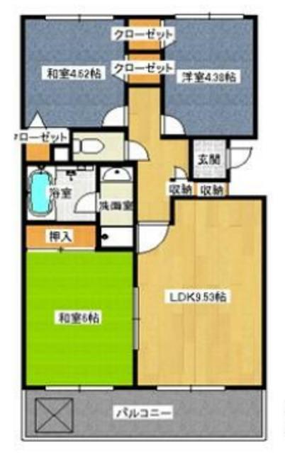レスポワール池田(3LDK/4階)の間取り写真