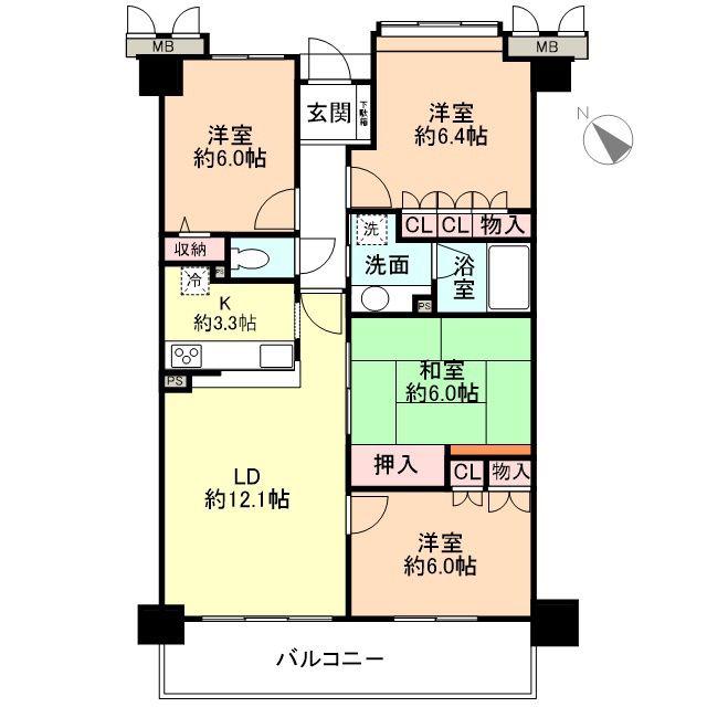 サーパス今泉(4LDK/4階)の間取り写真