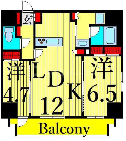 エスタート入谷II(2LDK/13階)の間取り写真