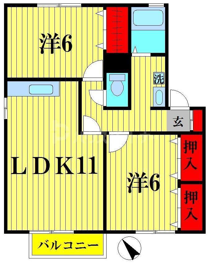 クレスト・エイト(2LDK/1階)の間取り写真