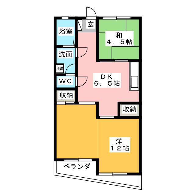 メゾーン増重(2DK/3階)の間取り写真