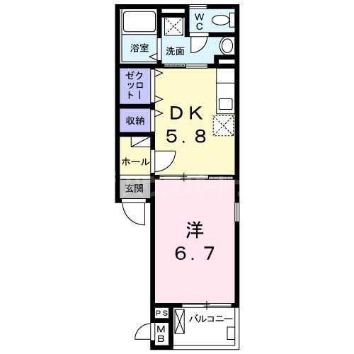 UT浮間(1DK/1階)の間取り写真