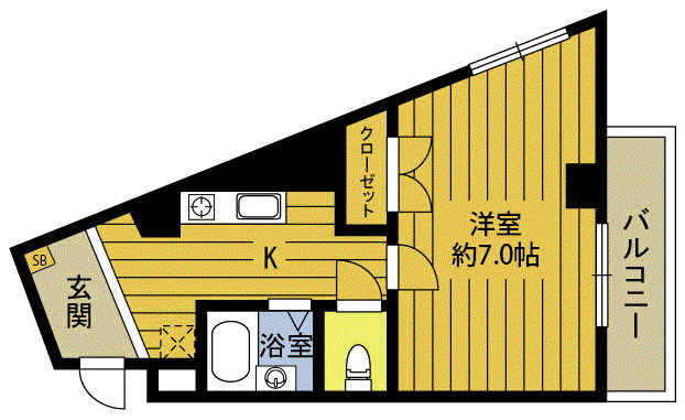 コーポつだII(1K/2階)の間取り写真