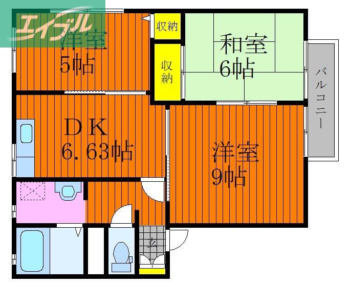 ディアスG I棟(3DK/1階)の間取り写真
