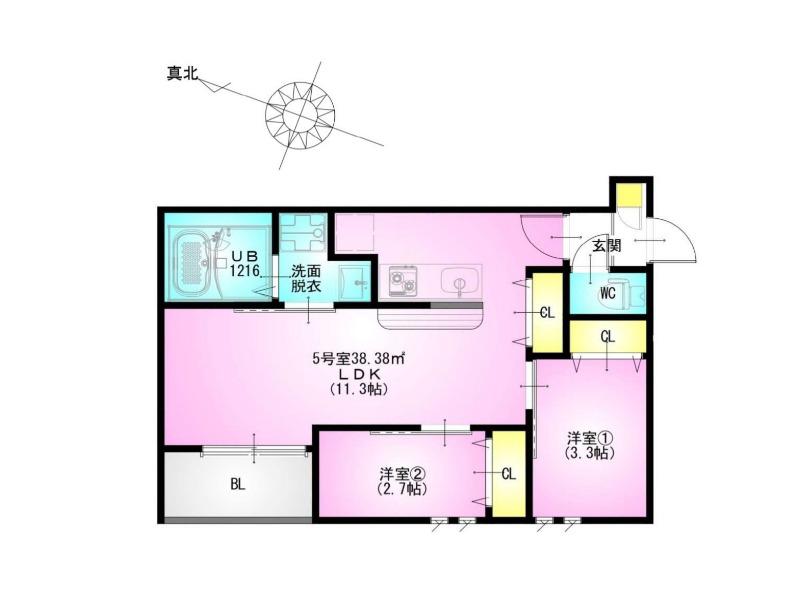 REGALEST KB 土呂駅前(2LDK/1階)の間取り写真