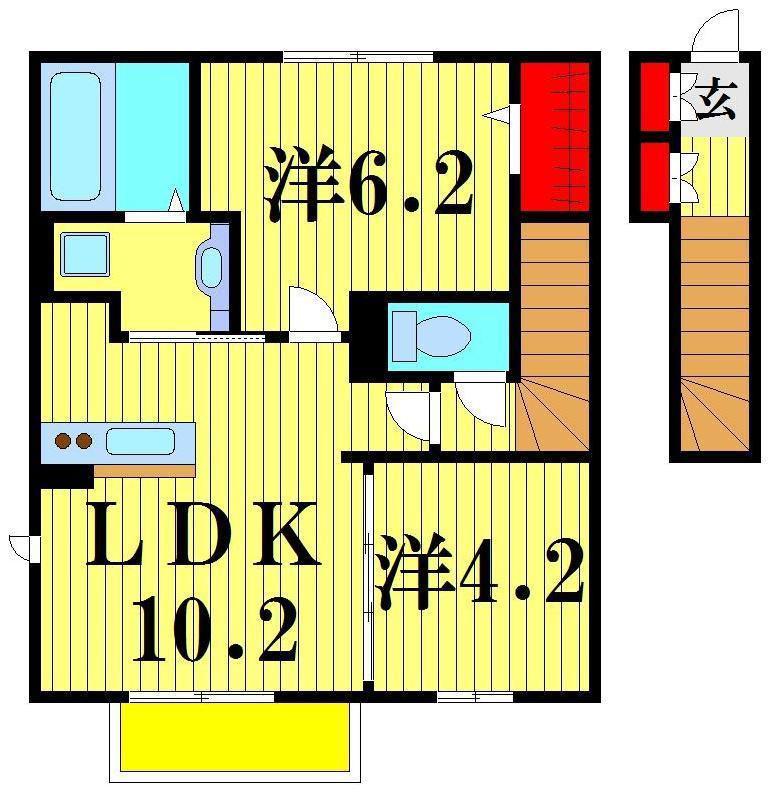 エスポワールII(2LDK/2階)の間取り写真