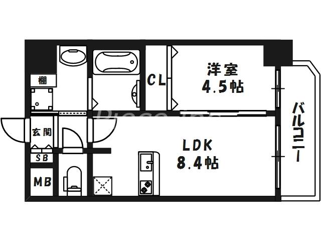 プレサンス梅田東グラッド(1LDK/12階)の間取り写真