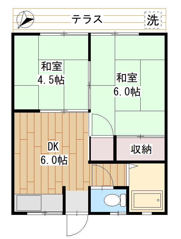 小泉ハイデンス(2DK/1階)の間取り写真