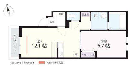 QUIET CRAB HOUSE MIX弘明寺II(1LDK/2階)の間取り写真