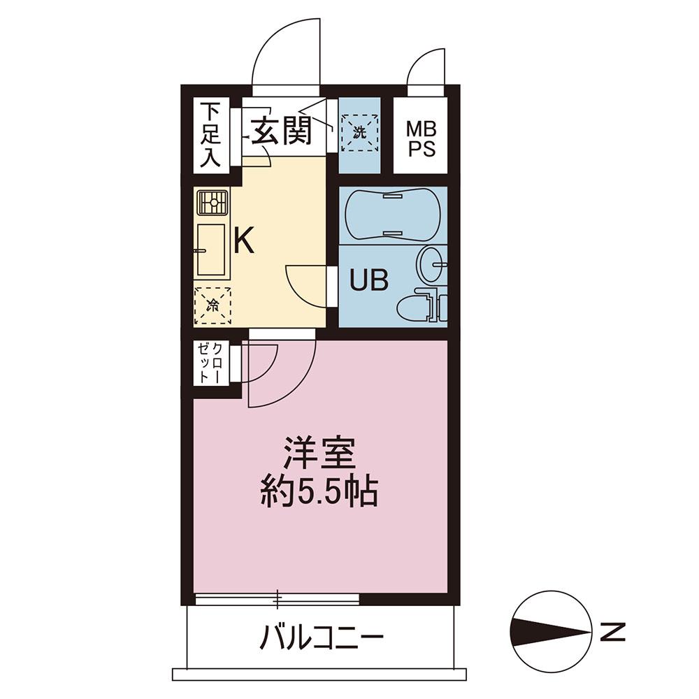 ワコーレ大船(1K/2階)の間取り写真